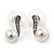 Bridal/ Prom/ Wedding White Simulated Pearl Crystal Stud Earrings In Rhodium Plating - 17mm L - view 9