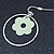 Silver Tone Hoop With Pastel Green Flower Drop Earrings - 45mm Length - view 5