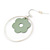 Silver Tone Hoop With Pastel Green Flower Drop Earrings - 45mm Length - view 6