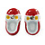 Children's/ Teen's / Kid's Small Dark Red, White Enamel 'Shoe' Stud Earrings In Silver Tone - 13mm Length