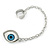 One Piece Evil Eye Stud & Chain Ear Cuff In Silver Plating - view 5