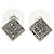 Small Square Crystal Stud Earrings In Rhodium Plating - 10mm Width