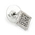 Small Square Crystal Stud Earrings In Rhodium Plating - 10mm Width - view 5
