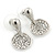 Rhodium Plated Clear Austrian Crystal 'Coin' Stud Earrings - 25mm Length - view 7