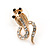 Gold Plated Coiled, Crystal 'Cobra with Bow' Stud Earrings - 23mm Length - view 9