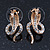 Gold Plated Coiled, Crystal 'Cobra with Bow' Stud Earrings - 23mm Length - view 5