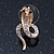 Gold Plated Coiled, Crystal 'Cobra with Bow' Stud Earrings - 23mm Length - view 10