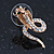 Gold Plated Coiled, Crystal 'Cobra with Bow' Stud Earrings - 23mm Length - view 8