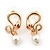 Sleek Simulated Pearl 'Snake With Red Eyes' Stud Earrings In Gold Plating - 30mm Length - view 2