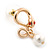 Sleek Simulated Pearl 'Snake With Red Eyes' Stud Earrings In Gold Plating - 30mm Length - view 8