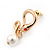 Sleek Simulated Pearl 'Snake With Red Eyes' Stud Earrings In Gold Plating - 30mm Length - view 9