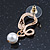 Sleek Simulated Pearl 'Snake With Red Eyes' Stud Earrings In Gold Plating - 30mm Length - view 5