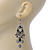 Vintage Inspired Enamel Flower, Filigree Bead Chandelier Earrings In Antique Silver Metal - 8cm Length - view 3