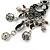 Vintage Inspired Enamel Flower, Filigree Bead Chandelier Earrings In Antique Silver Metal - 8cm Length - view 5