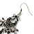 Vintage Inspired Enamel Flower, Filigree Bead Chandelier Earrings In Antique Silver Metal - 8cm Length - view 6