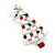 Red, Green Crystal, White Enamel Christmas Tree Stud Earrings In Rhodium Plating - 30mm Length - view 6