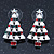 Red, Green Crystal, White Enamel Christmas Tree Stud Earrings In Rhodium Plating - 30mm Length - view 2