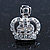 Small Clear Crystal 'Crown' Stud Earrings In Silver Tone - 16mm Length - view 2