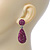 Bridal, Prom, Wedding Pave Fuchsia Austrian Crystal Teardrop Earrings In Rhodium Plating - 48mm Length - view 3