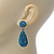 Bridal, Prom, Wedding Pave Teal Blue Austrian Crystal Teardrop Earrings In Rhodium Plating - 48mm Length - view 4