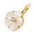 Gold Plated Mother Of Pearl Crystal Flower Drop Earrings With Leverback Closure - 28mm L - view 6