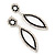 Black & Clear Crystal Open Oval Drop Earrings In Silver Tone - 60mm Length - view 6
