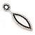 Black & Clear Crystal Open Oval Drop Earrings In Silver Tone - 60mm Length - view 4