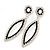Black & Clear Crystal Open Oval Drop Earrings In Silver Tone - 60mm Length - view 8