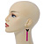 Black Enamel Butterfly & Deep Pink Chain Dangle Earrings In Gold Plating - 85mm Length - view 2