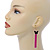 Black Enamel Butterfly & Deep Pink Chain Dangle Earrings In Gold Plating - 85mm Length - view 7