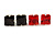 Set Of 3 Classic Crystal Square Cut Stud Earrings In Silver Tone (Red/ Black/ Clear) - 8mm - view 3