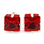 Set Of 3 Classic Crystal Square Cut Stud Earrings In Silver Tone (Red/ Black/ Clear) - 8mm - view 4