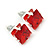 Set Of 3 Classic Crystal Square Cut Stud Earrings In Silver Tone (Red/ Black/ Clear) - 8mm - view 5