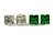 Set Of 3 Classic Crystal Square Cut Stud Earrings In Silver Tone (Green/ Purple/ Clear) - 8mm - view 3