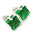 Set Of 3 Classic Crystal Square Cut Stud Earrings In Silver Tone (Green/ Purple/ Clear) - 8mm - view 4