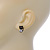Teen's Black Crystal Kitty Stud Earrings In Silver Tone Metal - 12mm Length - view 3