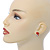 Teen's Red Crystal Kitty Stud Earrings In Silver Tone Metal - 12mm Length - view 2