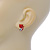 Teen's Red Crystal Kitty Stud Earrings In Silver Tone Metal - 12mm Length - view 3