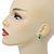 Teen's Light Green Crystal Kitty Stud Earrings In Silver Tone Metal - 12mm Length - view 2