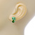 Teen's Light Green Crystal Kitty Stud Earrings In Silver Tone Metal - 12mm Length - view 3