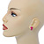 Teen's Deep Pink Crystal Kitty Stud Earrings In Silver Tone Metal - 12mm Length - view 3