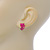 Teen's Deep Pink Crystal Kitty Stud Earrings In Silver Tone Metal - 12mm Length - view 4