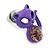 Teen's Purple Crystal Kitty Stud Earrings In Silver Tone Metal - 12mm Length - view 2