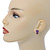 Teen's Purple Crystal Kitty Stud Earrings In Silver Tone Metal - 12mm Length - view 3