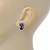 Teen's Purple Crystal Kitty Stud Earrings In Silver Tone Metal - 12mm Length - view 4