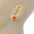 Teen's Orange Crystal Kitty Stud Earrings In Silver Tone Metal - 12mm Length - view 4