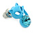 Teen's Light Blue Crystal Kitty Stud Earrings In Silver Tone Metal - 12mm Length - view 2