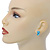 Teen's Light Blue Crystal Kitty Stud Earrings In Silver Tone Metal - 12mm Length - view 3