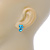 Teen's Light Blue Crystal Kitty Stud Earrings In Silver Tone Metal - 12mm Length - view 4