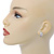 Teen's White Crystal Kitty Stud Earrings In Silver Tone Metal - 12mm Length - view 2